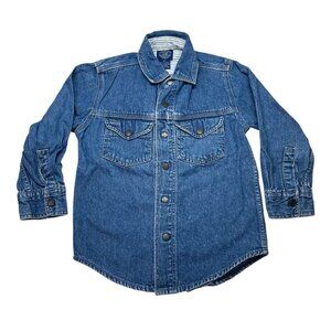 Vintage Gap 90s Denim Snap Long Sleeve Shirt Boys XS Made In Hong Kong